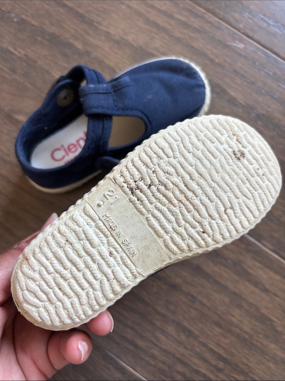 Cienta Navy Canvas Mary Jane t-strap Shoes - Picture 4 of 5